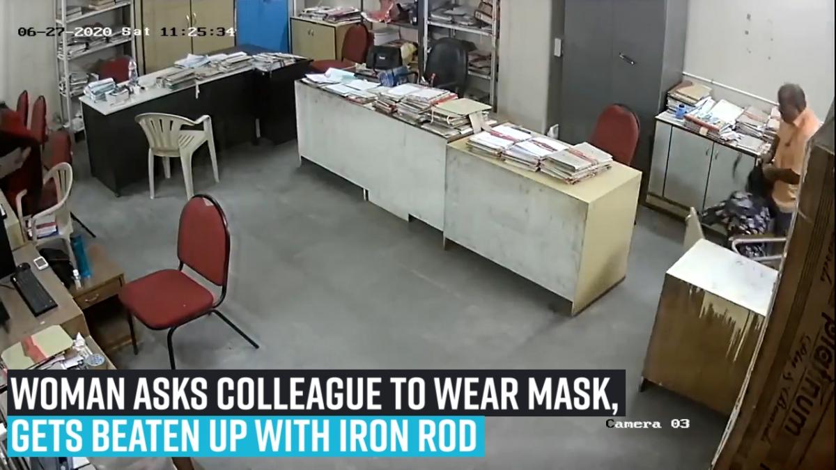 Woman employee asks colleague to wear mask, gets mercilessly beaten up with iron rod