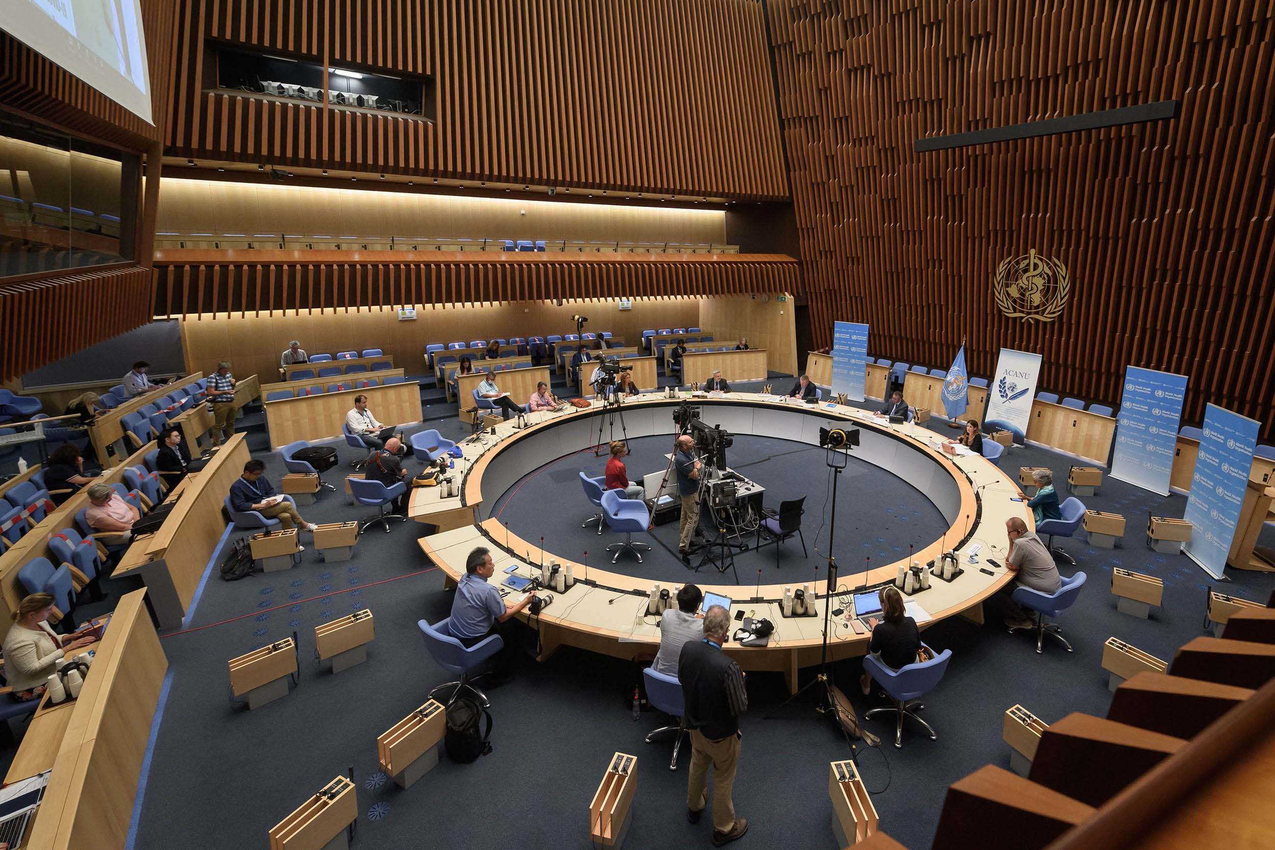 General view during a press conference at the World Health Organization (WHO) on July 3, at the WHO headquarters in Geneva.