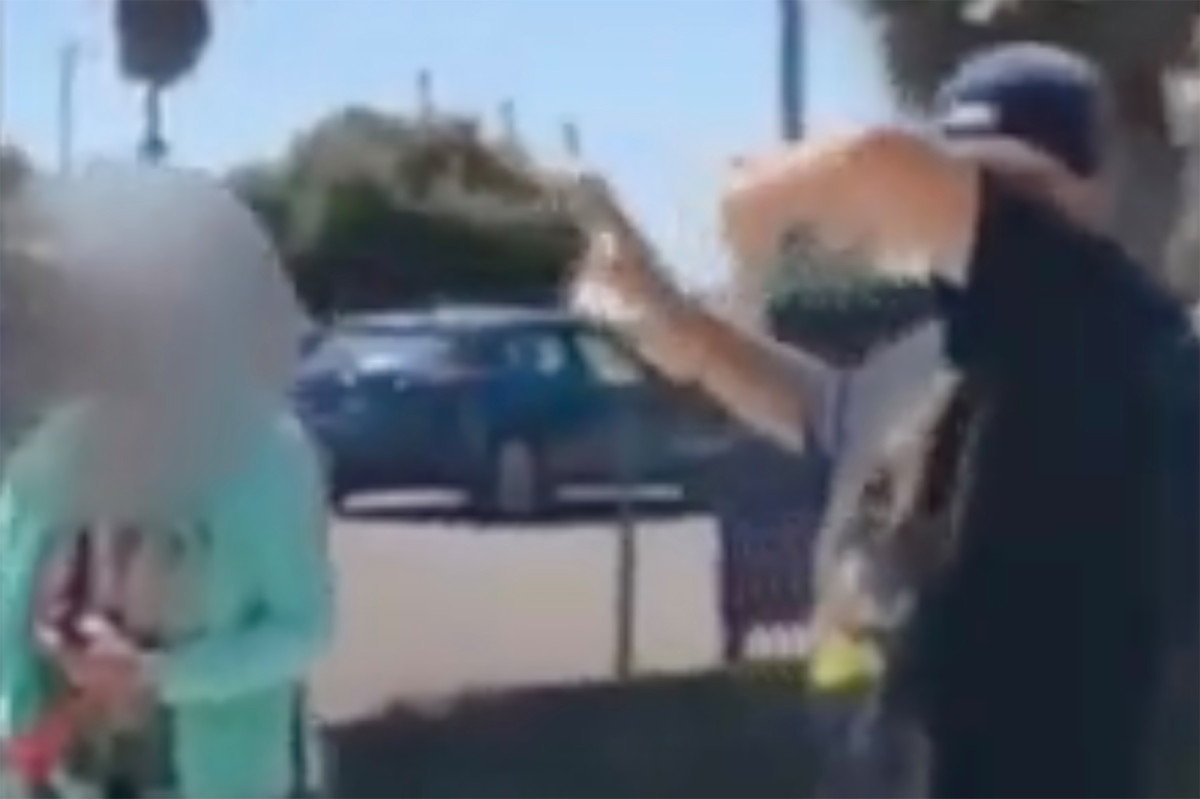 Woman Maces berpasangan karena tidak mengenakan topeng di taman anjing California: video