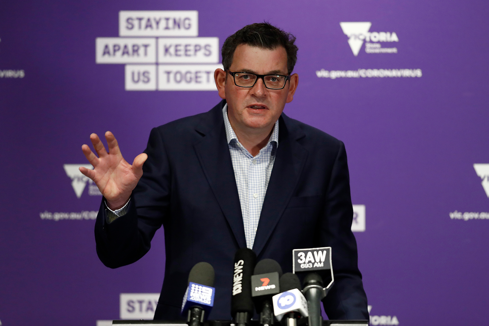 Victorian Premier Daniel Andrews speaks to the media during a news conference in Melbourne, Australia on Sunday, August 2.